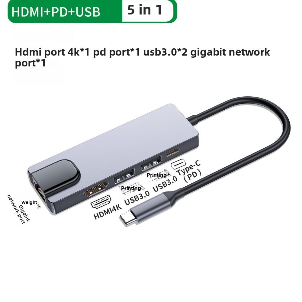 Multi Port USB C Hub 5 In 1 Type C To HDMI Ethernet USB Adapter for MacBook Laptop