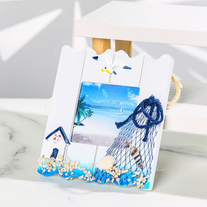 3D Mediterranean Ocean Wall Art: Vintage Wood Painting with Iron Anchor