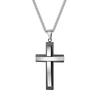 Stylish Layers Cross Necklaces for Men Boys,Two Tones Black Silver Color Cross Pendant, Religion Prayer Collar