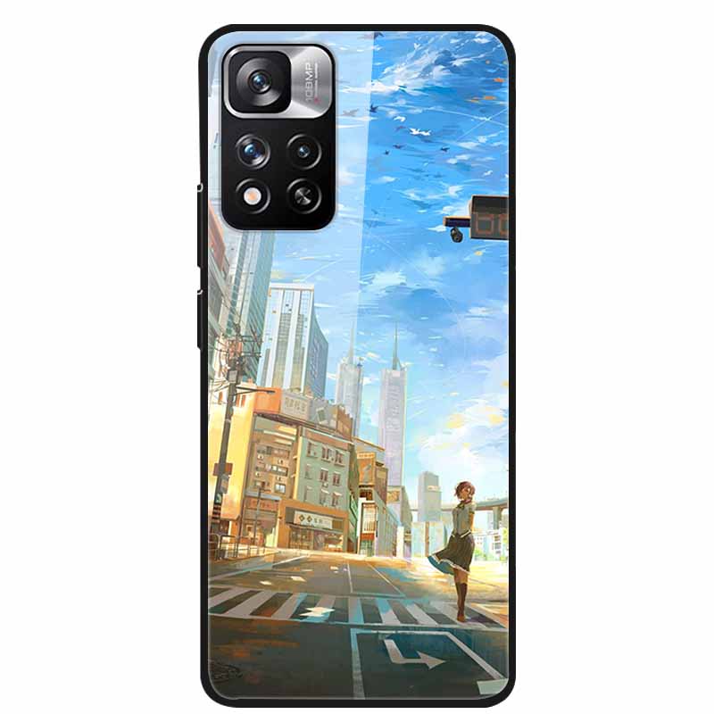 

For Xiaomi Redmi Note 11 Pro+ 5G Case Tempered Glass Cases for Xiaomi Redmi Note 11 Pro Plus 5G Flowers Fundas Cat 6.67 Shell -Note 11 Pro Plus 5G&Redmi Series（6.67 )