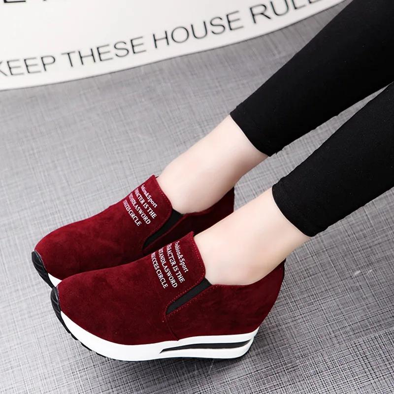 Platform Shoes for Women Casual Hidden Slope Heel Sneakers Women's Vulcanized Shoes Breathable Wedge Increase Shoes Women Tenis