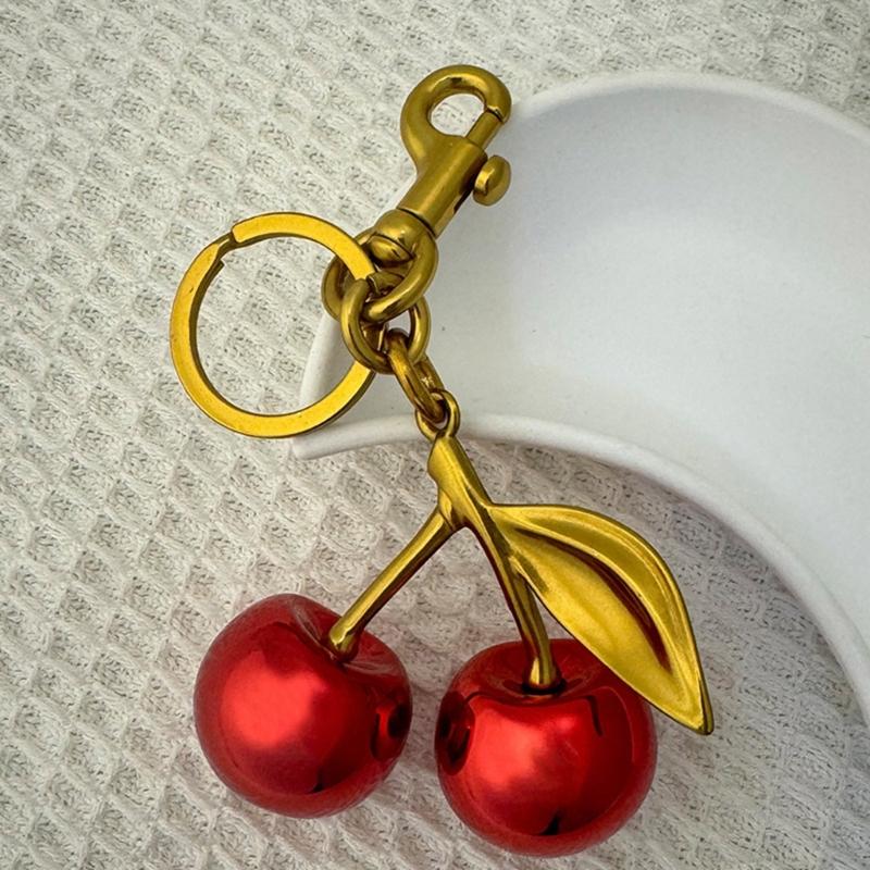 Delicate Cherry Pendant Statement Pendant Bag Pendant Key Ornament Alloy Texture Great for Dating and Social Event