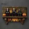 Halloween Themed Wall Art Key Holder, Wooden Lady Ghost Holder with 4 Hooks, Decorative for Mounted Spooky Rack Organizer Entryway Hallway Home Decor