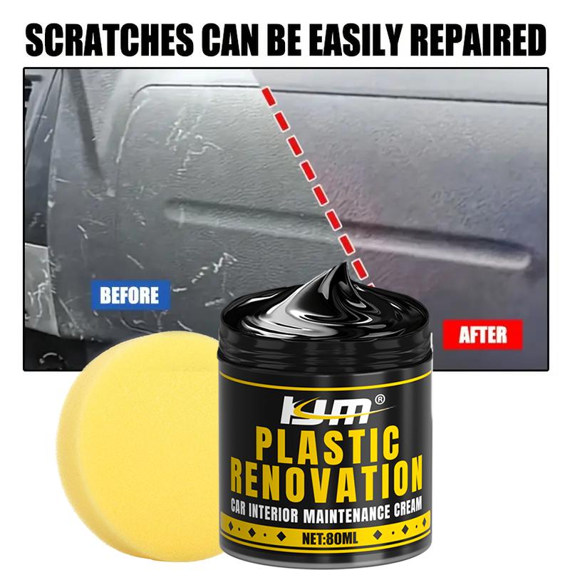 KJM Plastic Renovation Cream-Restore Black Shine To Car Interior Plastics,Effortlessly Revive Faded Surfaces for A Like-New Look