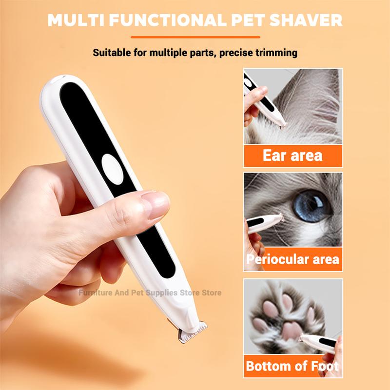 Pet Dog Electric Beauty Hair Trimmer with LED Light, Pet Foot Hair Electric Push Clipper, Silent Cat Facial Ear Foot Hip Shaver