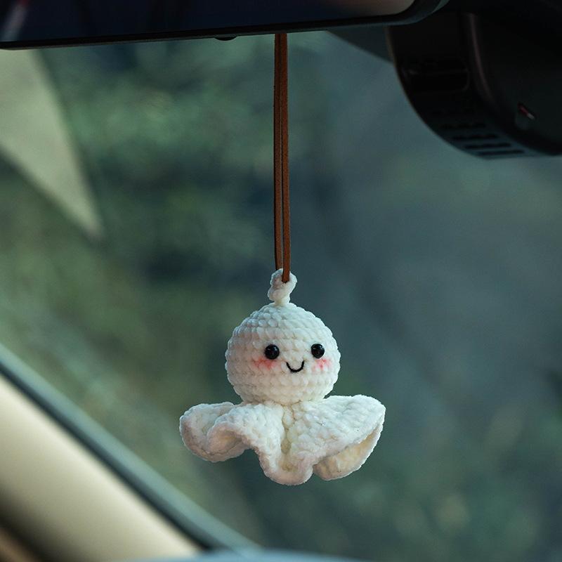 Cute Plush Sunny Doll Car Hanging Pendant Mirror Ornaments Plush Crochet Safe Driving Amulets Car Interior Decorations