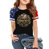 Casual Short Sleeve Crew Neck T Shirt with USA Print and Graphic Design for Independence Day Celebration Lightweight Breathable Fabric