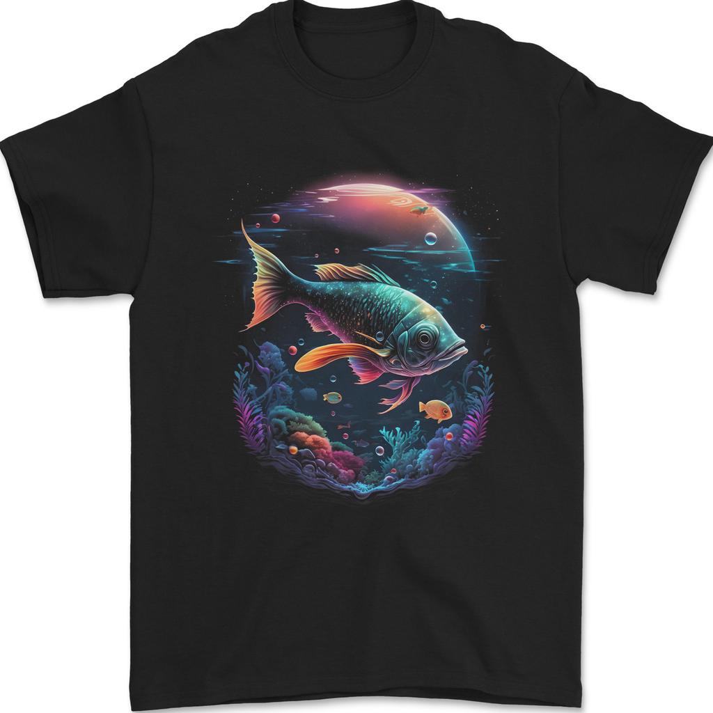 Fantasy Space Fish Mens T-Shirt 100% Cotton