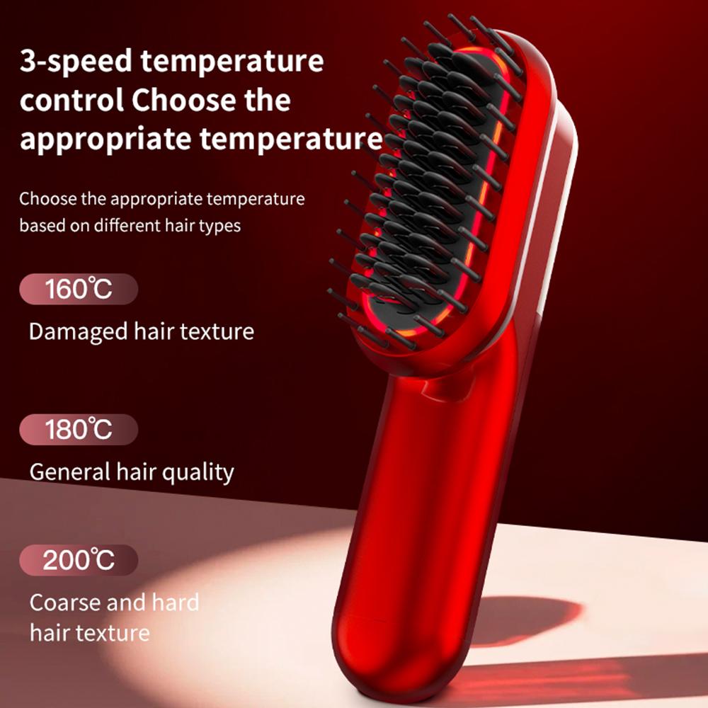 Hair Straightener Hot Comb Red Light Multifunctional Straight Comb Brush Professional Negative Ion Anti-Scalding Hair Styling
