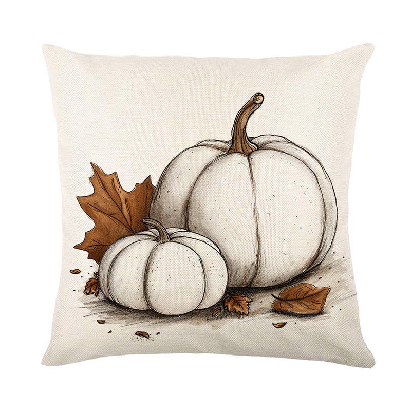 Pumpkin Pillow Cover Autumn Harvest Series Letter Linen Printed Cushion Cover Sofa Pillow