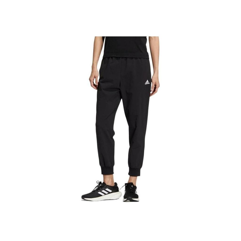 Adidas FW22 Logo Side Bag Ribbed Hem Sweatpants Women Bottoms Black HM7080