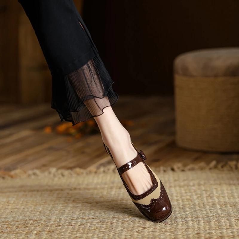 Fashion Spring/Fall Shoes Women Round Toe Chunky Heel Mary Janes Shoes Mixed Colors Women Pumps Patent Leather Shoes Classics High Heels