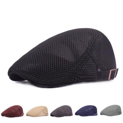 Fashion Solid Color Mesh Breathable Men Women Casual Berets Hat Cotton Cap