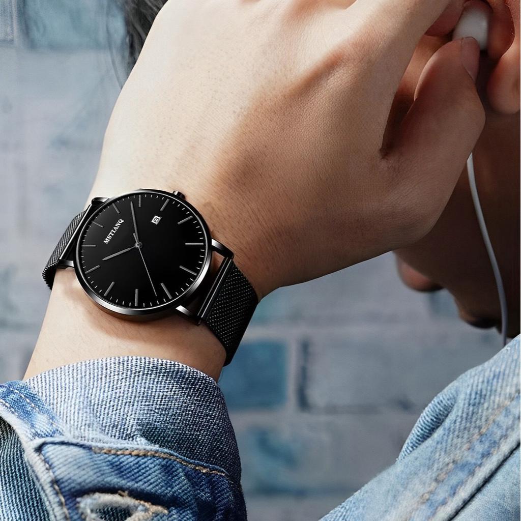 Fashion Men'S Watch Ultra-Thin Non-Mechanical Calendar Quartz Watch Simple Mesh Belt Men'S Watch