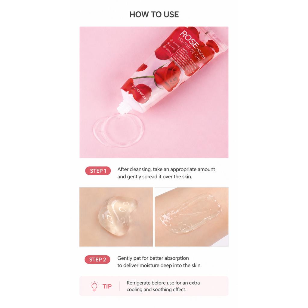 FOODAHOLIC Rose Water Radiance-Cooling & Soothing Moisture Gel 100ml