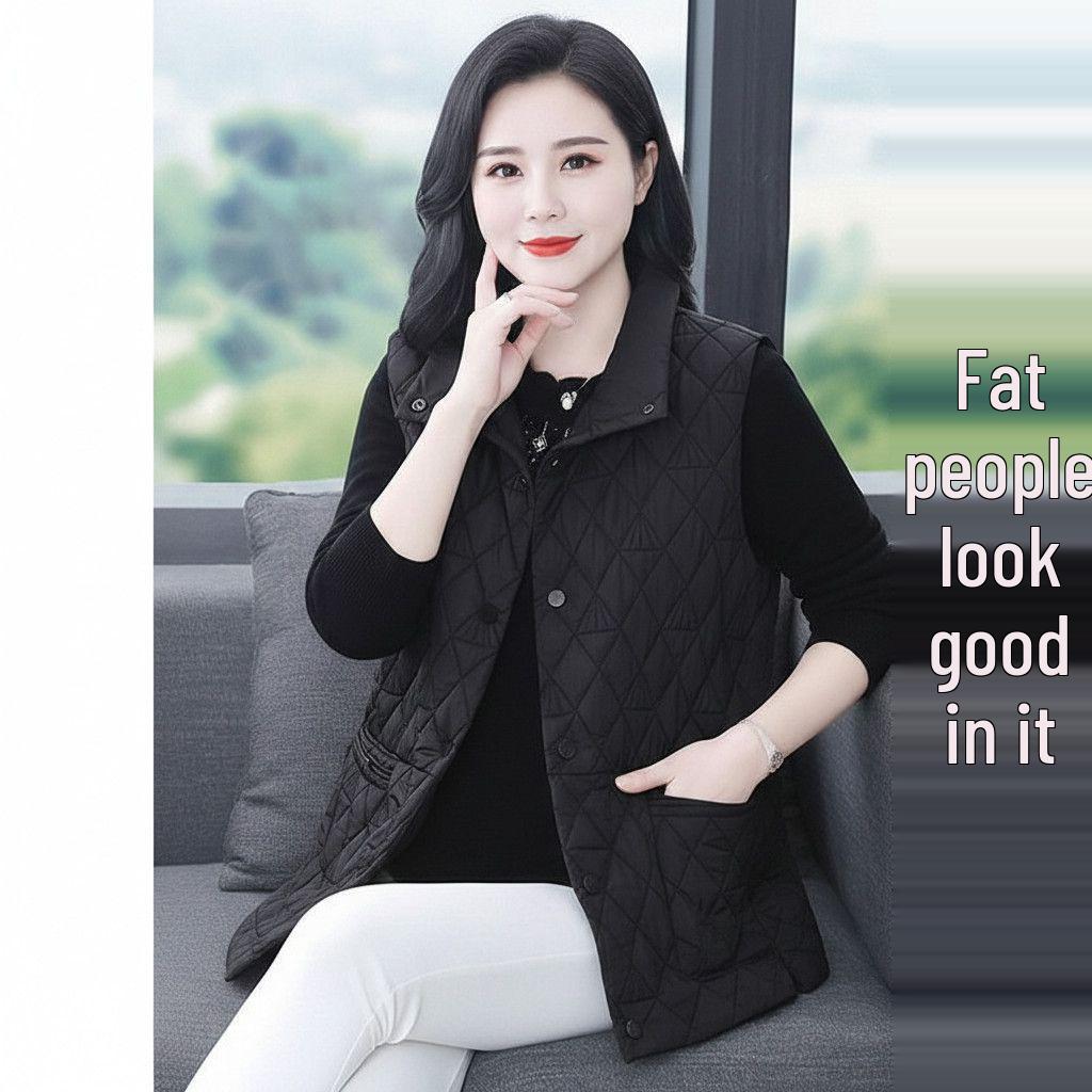 200 Jin Plus-Size Women's High-End Cotton Padded Vest - Thick, Warm, Flesh-Covering, Slimming Jacket