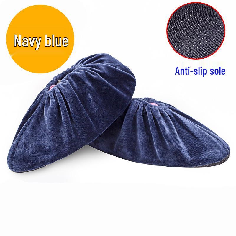 Non-slip, Wear-resistant Indoor Shoe Covers: Thickened, Dustproof, Machine Washable for Home, Computer Rooms, and Students. Enlarged Fleece Design.