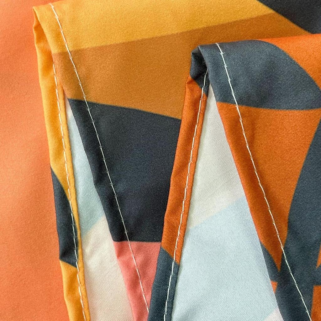 Boho Shower Curtain, Orange Bohemian Mid Century Modern Shower Curtain, Abstract Blue Leaves Plant Grey Minimalist Bathroom Decor Bath Curtain