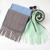 New neck autumn and winter mohair contrasting color hemming scarf women's simple versatile warm high sense fashion solid color circumference