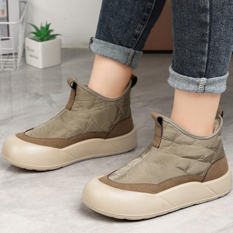 Women High Top Fleece Lined Snow Boots Thick Slip On Warm Ankle Cotton Boots