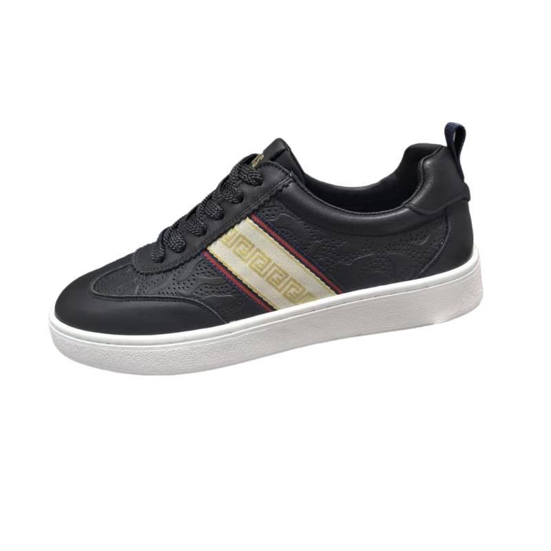 Cross-Border New Leather Printed Breathable Sports And Leisure Shoes Personalized Versatile Soft-Soled Forrest Gump Shoes Men'S Little White Shoes