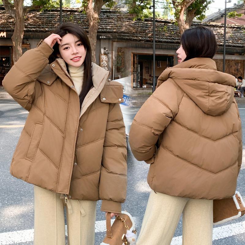 Down Cotton Jacket Women's Short Winter New Small Hooded Down Cotton Bread Jacket