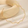 18K Gold Choker Necklace: Stainless Steel Wave Design, Non-Fading, Titanium Chain for Women.