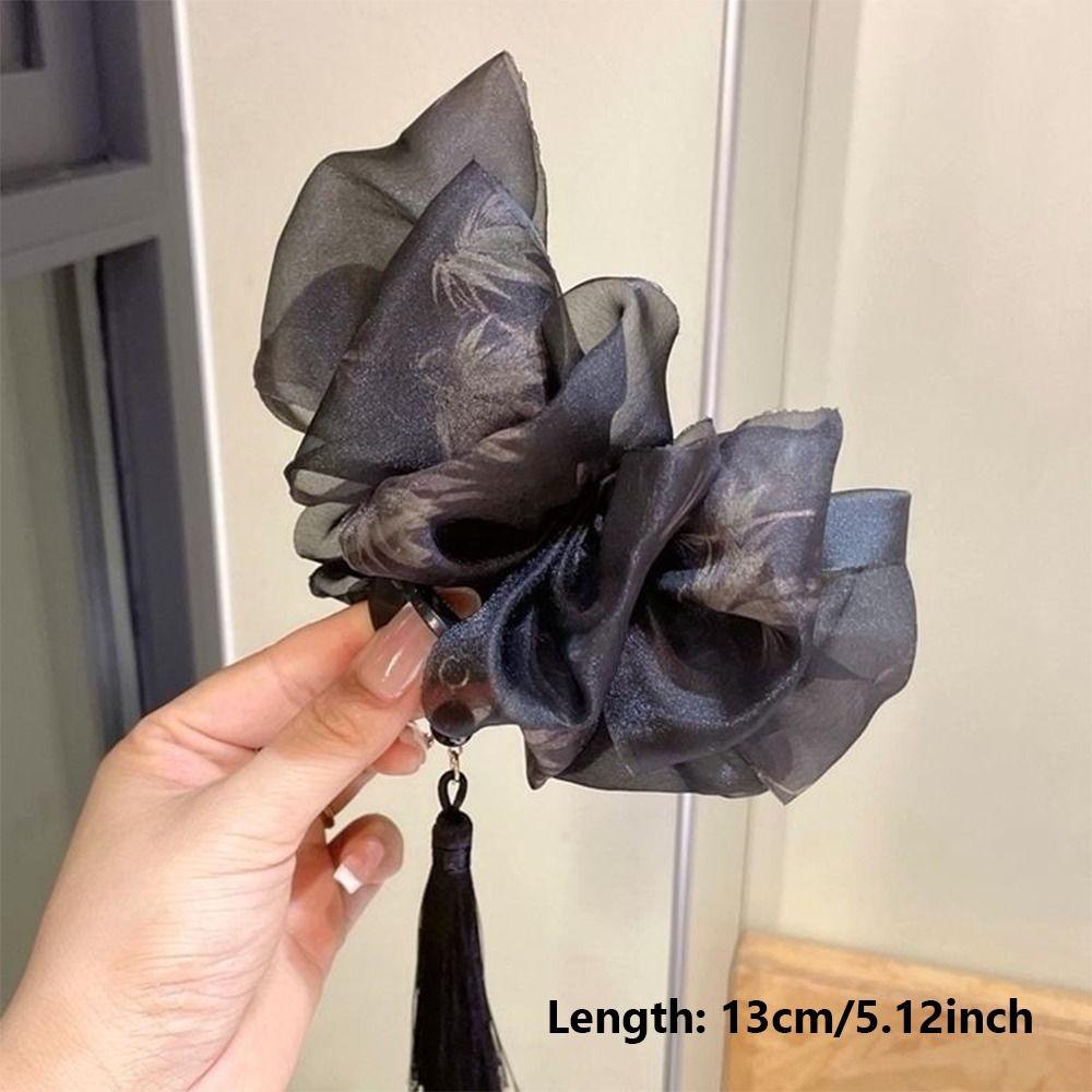 Tassel Cloud Mesh Ponytail Shark Clip New Chinese Style Ponytail Claw Clip  for Women