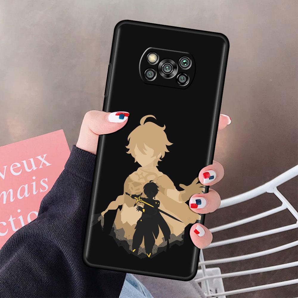 Genshin wpływ Anime etui na xiaomi mi Poco X3 NFC M3 Pocophone F1 F3 GT czerwony mi K40 Pro dla mi 10T Pro Capa pokrowiec na telefon