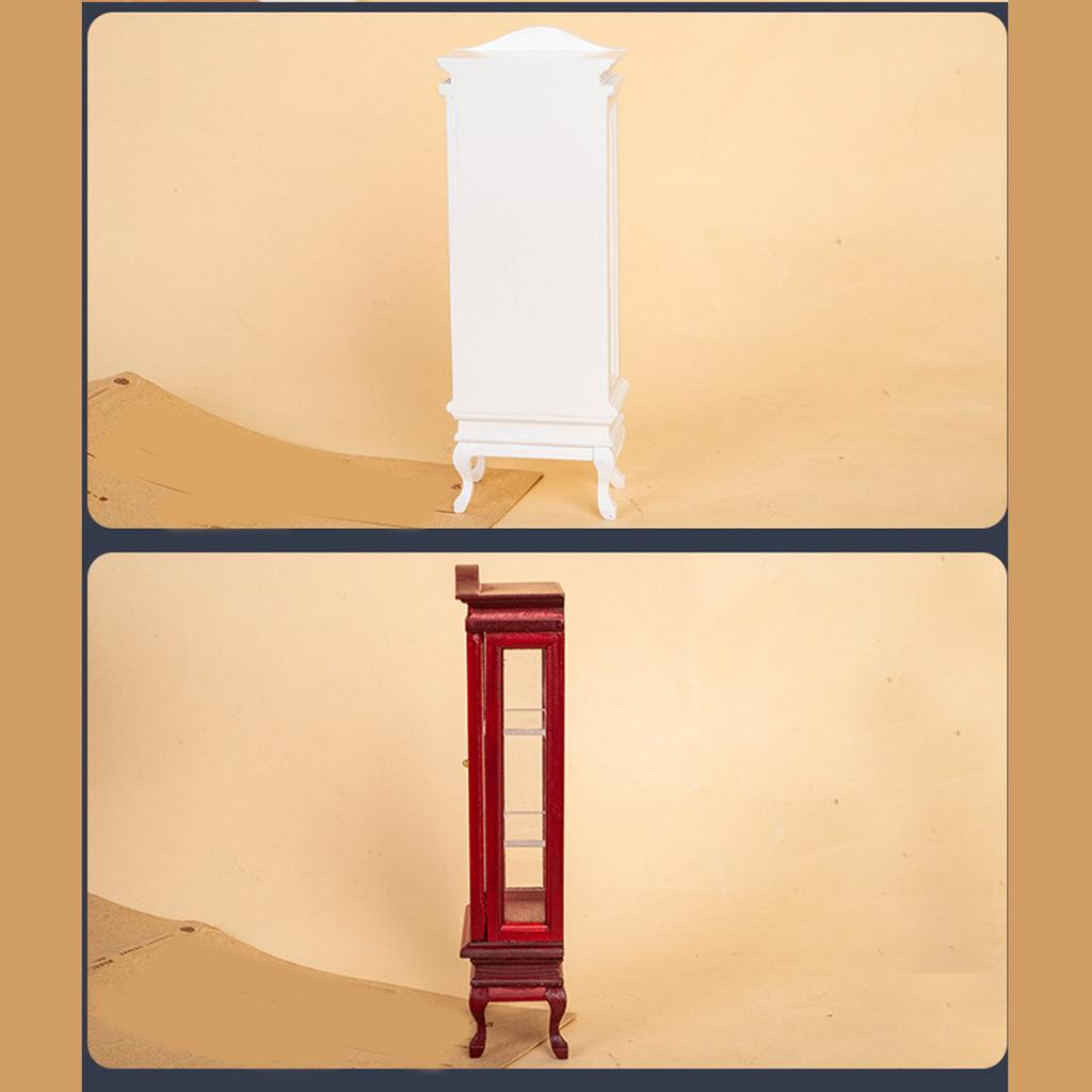 1/12 Scale Miniature Wood Display Cabinet For Dollhouse Accessories Handcrafts Realistic Wine Cabinet Model Furniture