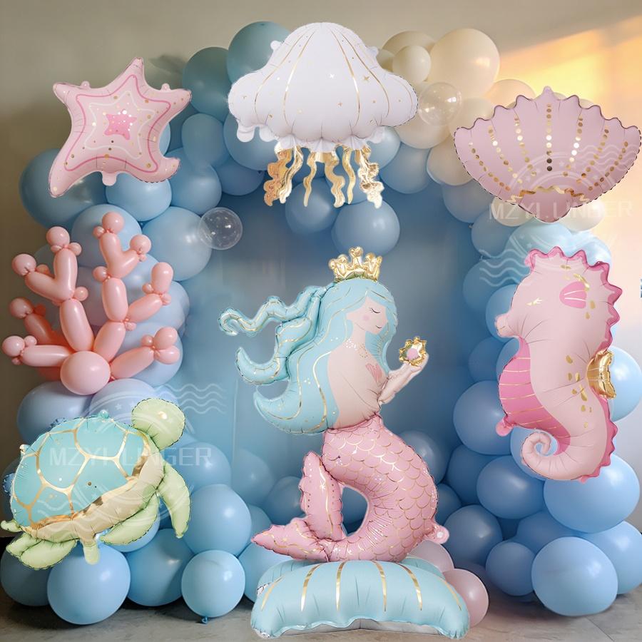 Cartoon Seahorse Shark Balloon Jellyfish Starfish Foil Balloon Ocean Theme Birthday Party Decoration Baby Shower Supplies