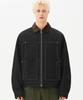 Trillion Corduroy Collar Denim Zip-Up Work Jacket (Black)