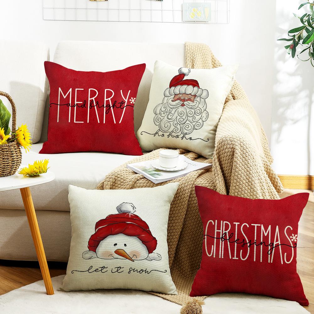 New Christmas Snowman Pillow Living Room Sofa Bedroom Balcony Pillow Home Lumbar Pillow Cover