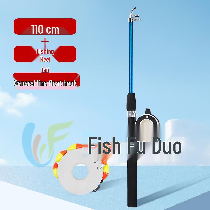 Kids' Retractable Mini Fishing Rod with Reel – Glass Fiber Ice Rod for Crabs & Lobsters