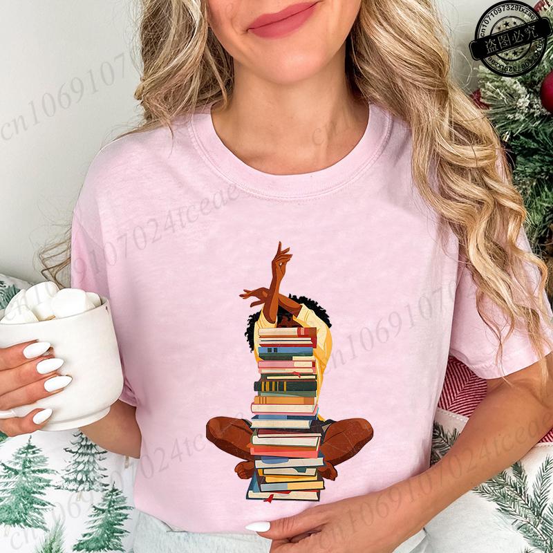 Zwarte Dames Lees T-shirts Korte Mouw Kleding Zomer Mode Dames T-shirts Melanine Magie Boekenliefhebber T-shirt Tops Cadeau