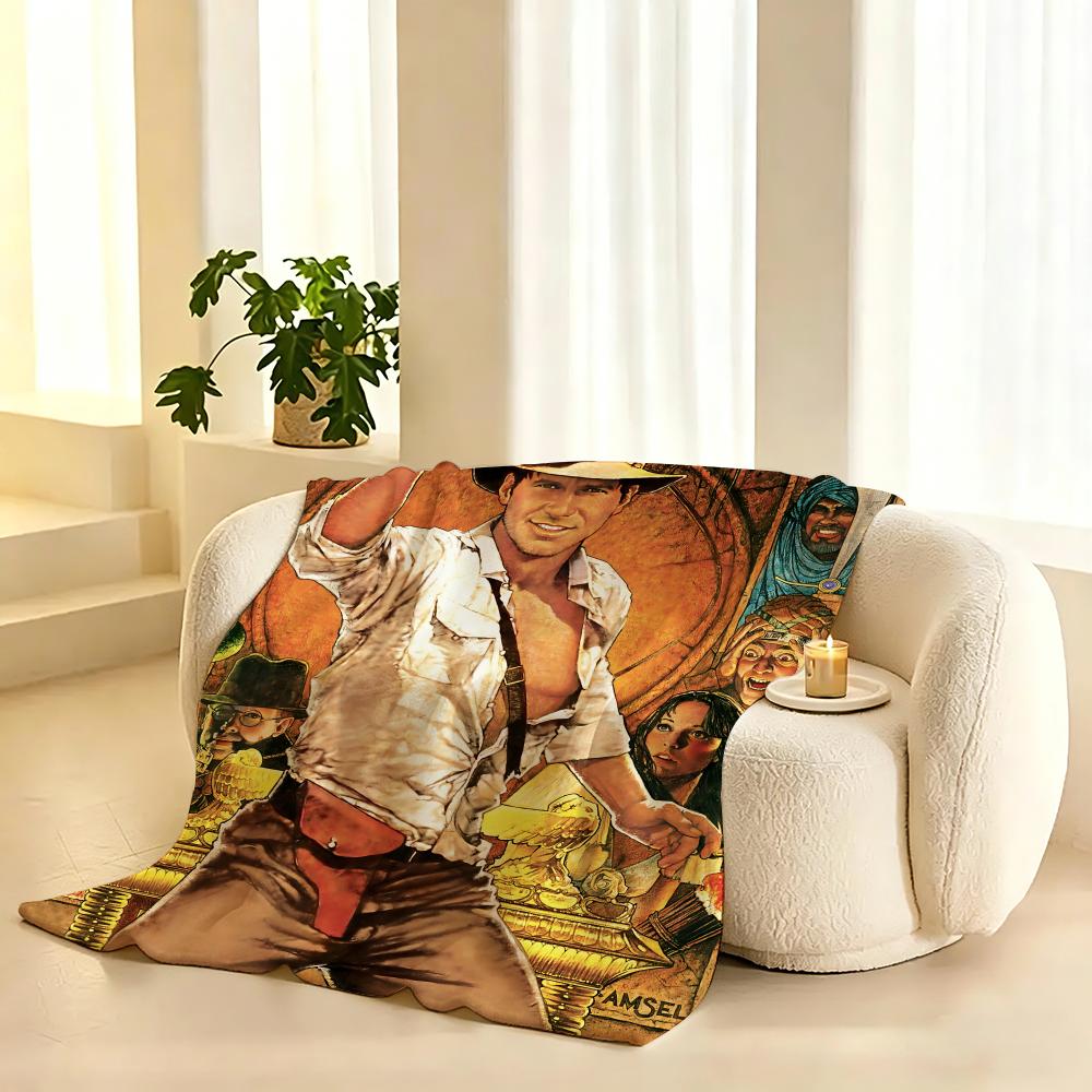 I-Indiana Jones and the Great Circle Throw Lightweight 240g Flannel Blanket Soft Skin-friendly for Summer Cooling 75cmx90cm
