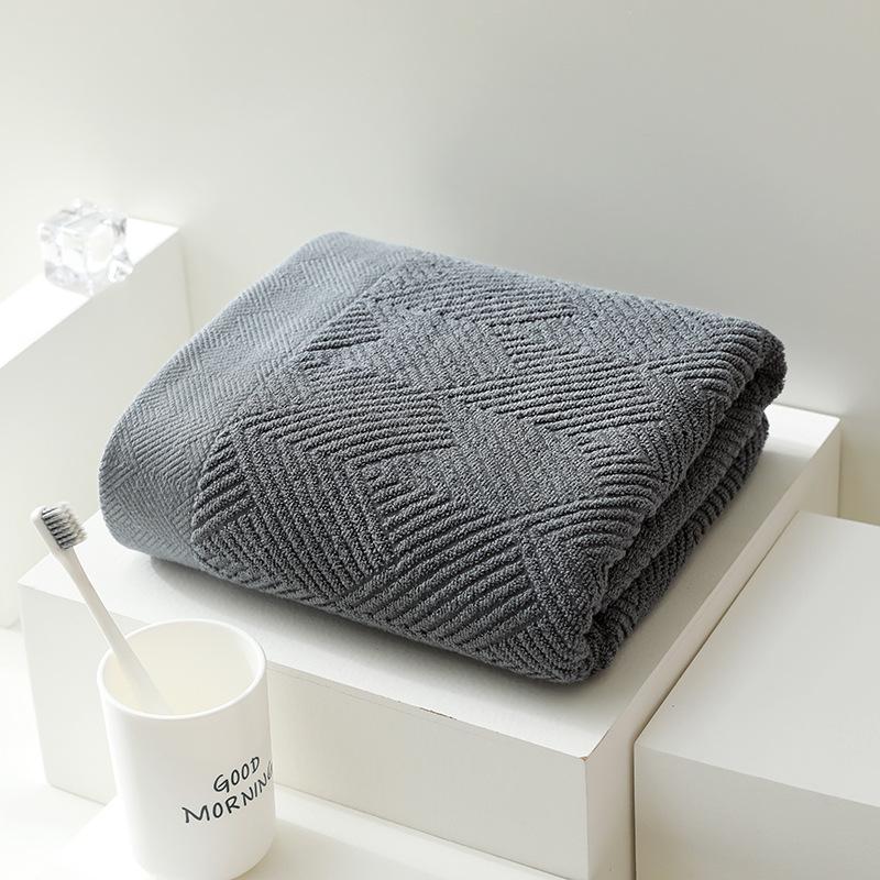 Pure Cotton 32-Strand Super Absorbent Jacquard Bath Towel (70x140cm) 70*140cm серый