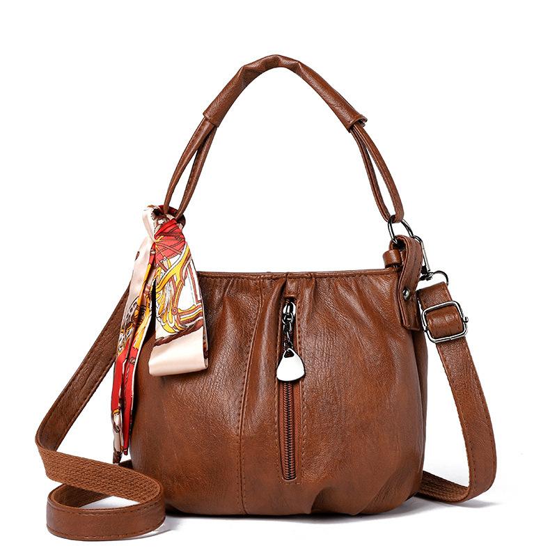 Women's handbag 2025 new light luxury European and American fashion retro bag single shoulder multi-layer folds mobile phone messenger bag