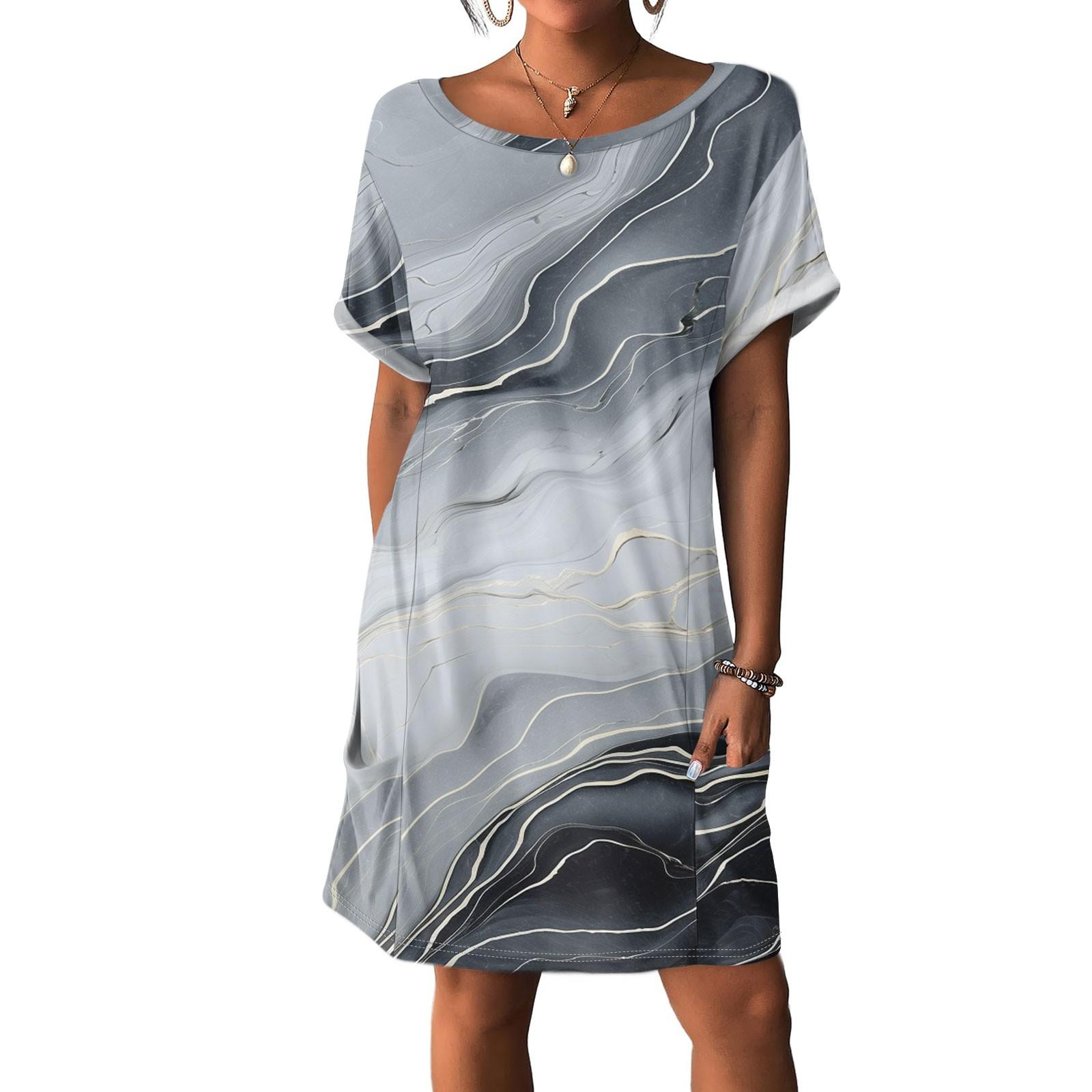 

Женские платья Футболки Платья с карманами Однотонные повседневные пляжные платья L