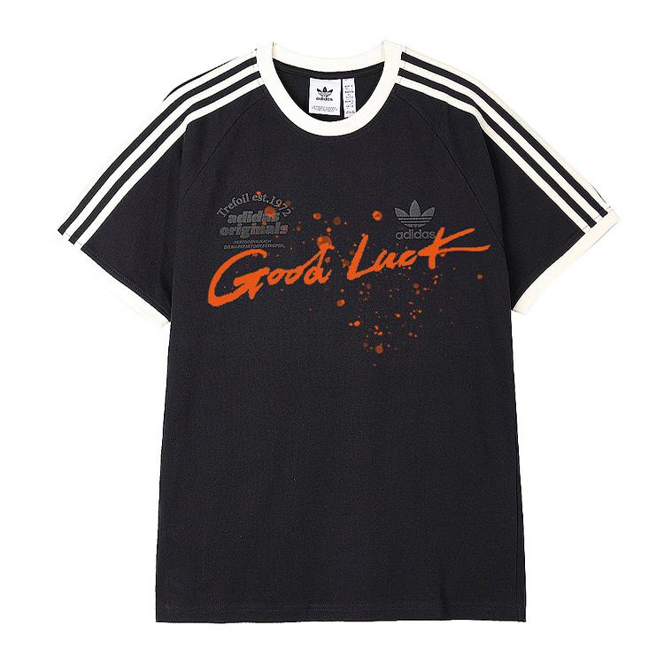 

Adidas Goodluck Модный универсальный полосатый круглый вырез пуловер короткий рукав футболка мужские топы черный IS1413(ГРУППА58-УДАЧИ) S