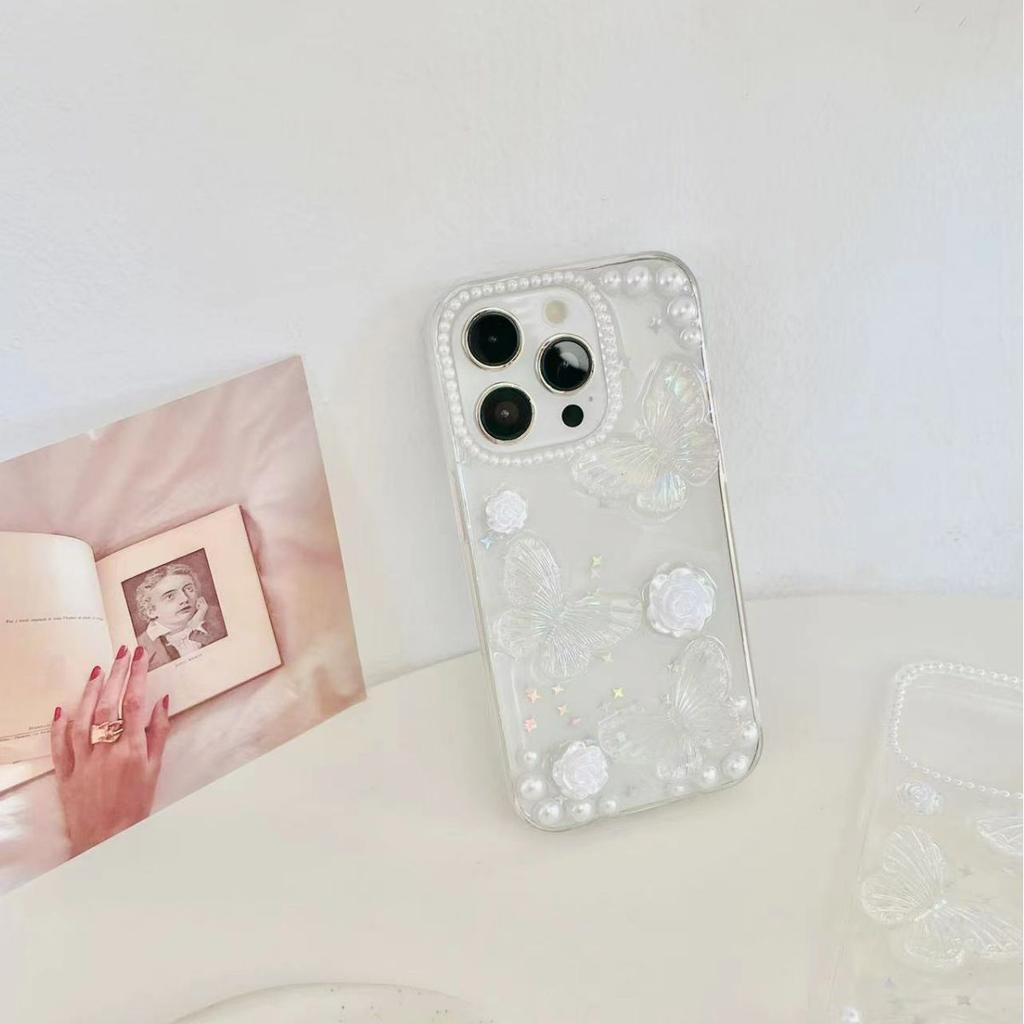 Three-dimensional pearl Symphony Butterfly mobile phone case iphone15plus Apple 13 MATE60 mobile phone case