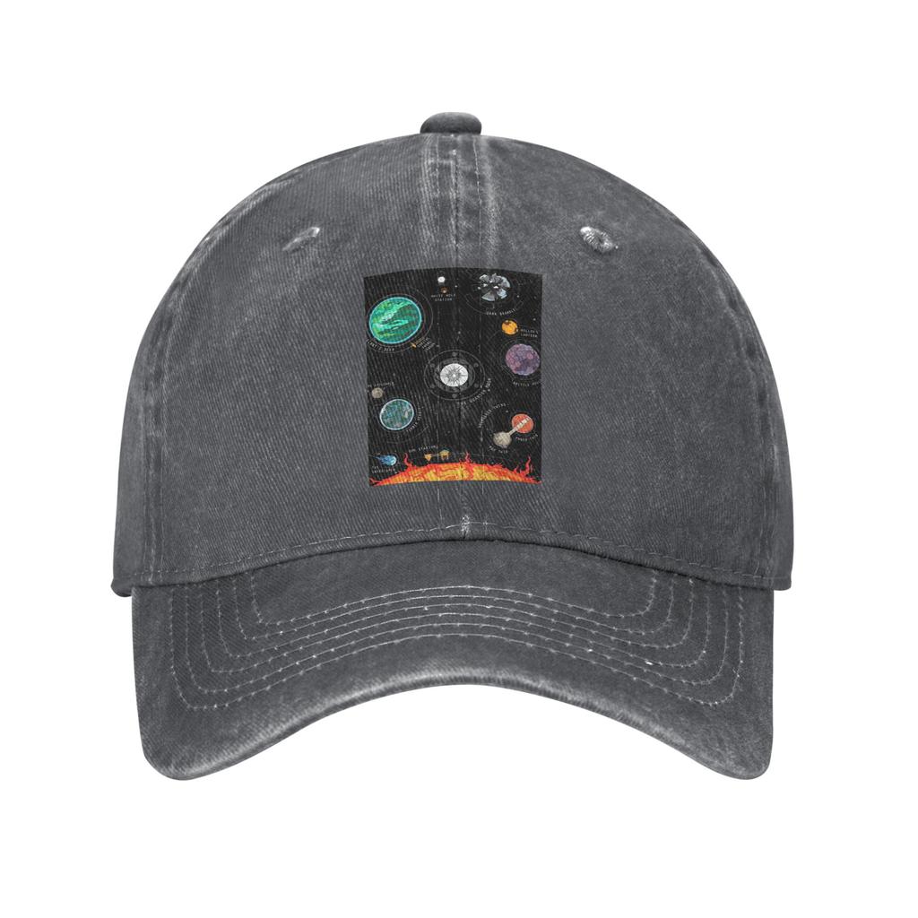 Outer Wilds System Baseballkappen Mode Gewaschene Denim-Hüte Kappe Streetwear Baseball-Cowboyhut für Unisex