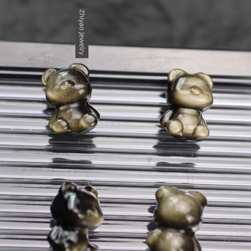 

Gold Obsidian Bear Accessories Scattered Beads DIY Bracelet Wrist String Necklace Handmade Crafts Spacer Beads Pendant Jade Sculpture 13*17mm or so/month