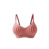 Red & White Plaid Push-Up Bra: Enhances Size, Gathers Underarm Fat, Prevents Sagging