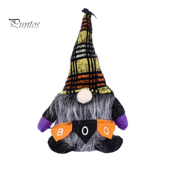 Striped Knitted Gnomes Halloween Plush Gnome Decoration, Spooky Boo Swedish Tomte Elf Figurine, Faceless Scandinavian Dwarf Ornament for Home