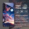 Retro Scenery Moon Cherry Blossom Tempered Glass Phone Case for Samsung Galaxy S25 Ultra S24 S23 S10 Plus S22 S21 S20 FE Covers