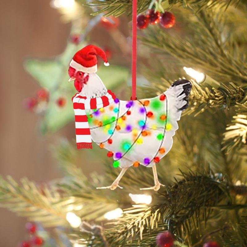 Christmas Scarf Chicken Pendant Christmas Tree Children Girl Boy Door Decoration