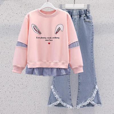 Completo Primaverile/Autunnale per Bambina: Completo casual due pezzi: Felpa casual + Jeans