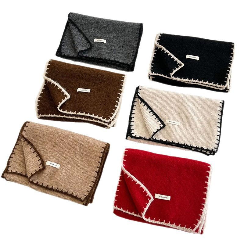 High-quality Xiaoxiangfeng wool red wool scarf women's winter high-end knitted warm scarf manufacturer