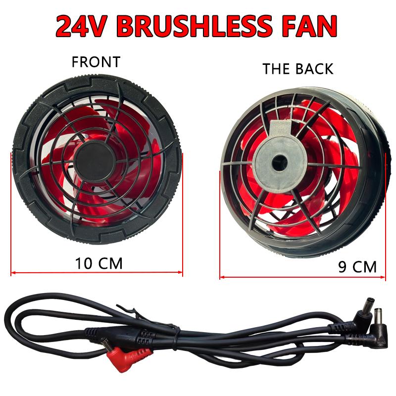 Men Outdoor Summer DC Connector Electric Fan Cooling Jackets 19V 24V Air Conditioning Fan With Cable Air Conditioner Fan